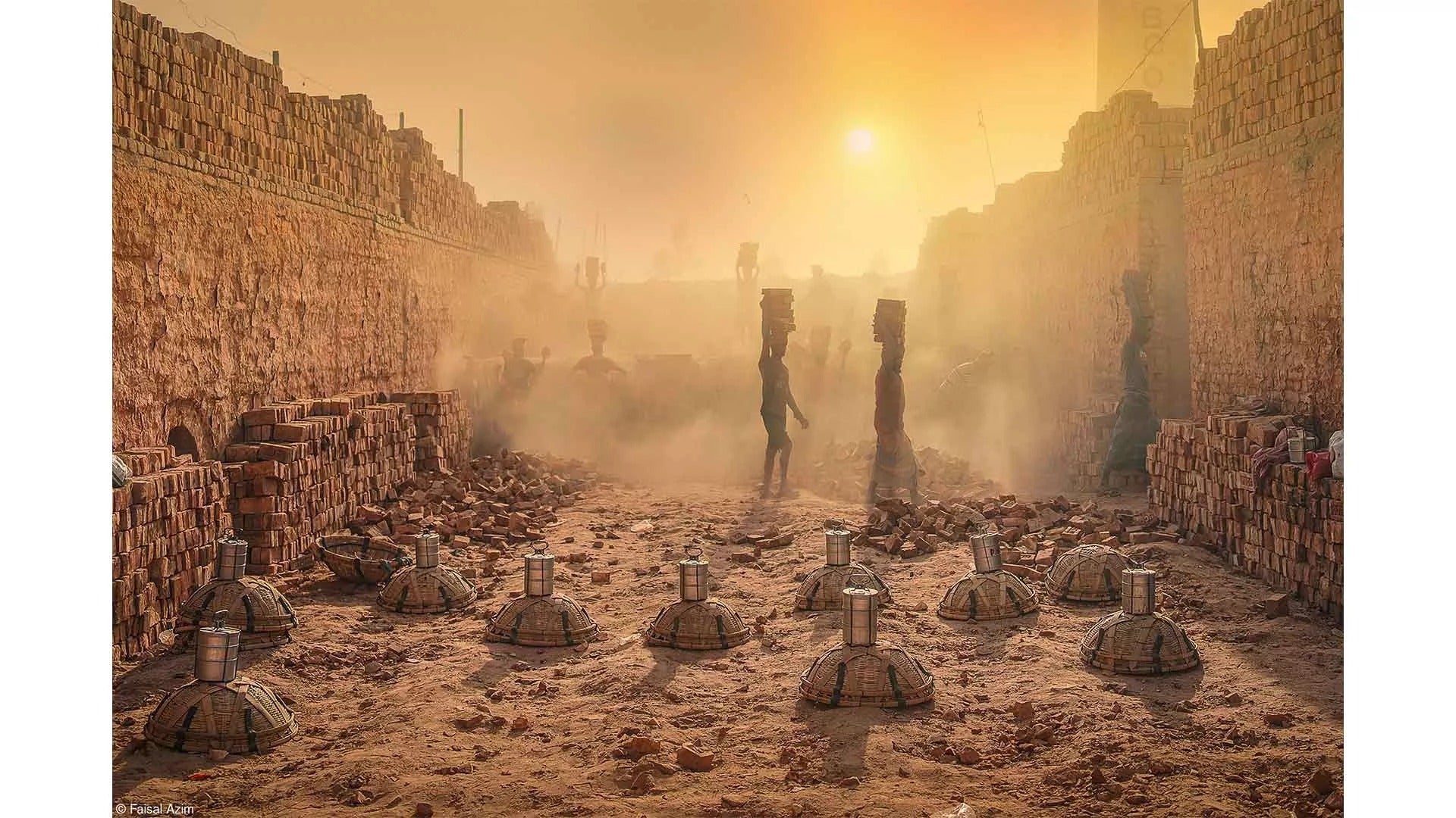 workers eating during a break
