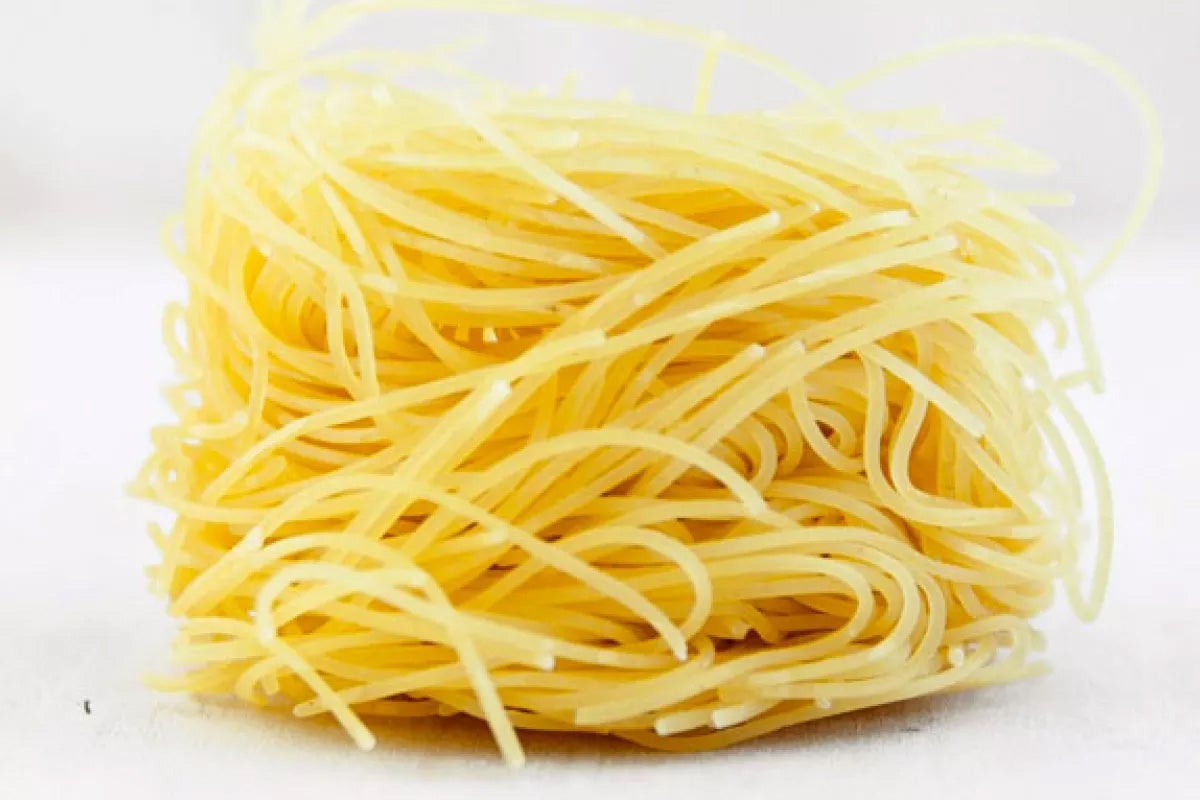 Capellini with caviar, lemon, and chives.