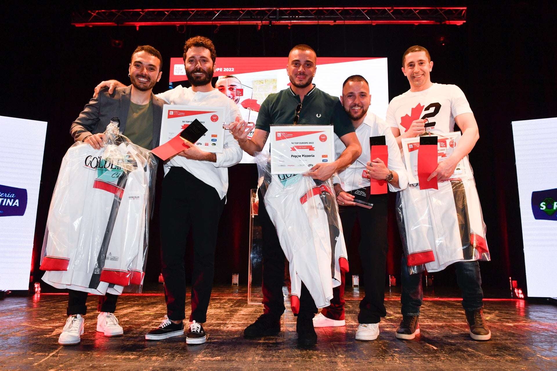 the podium of winners at 50 Best Pizza 2022