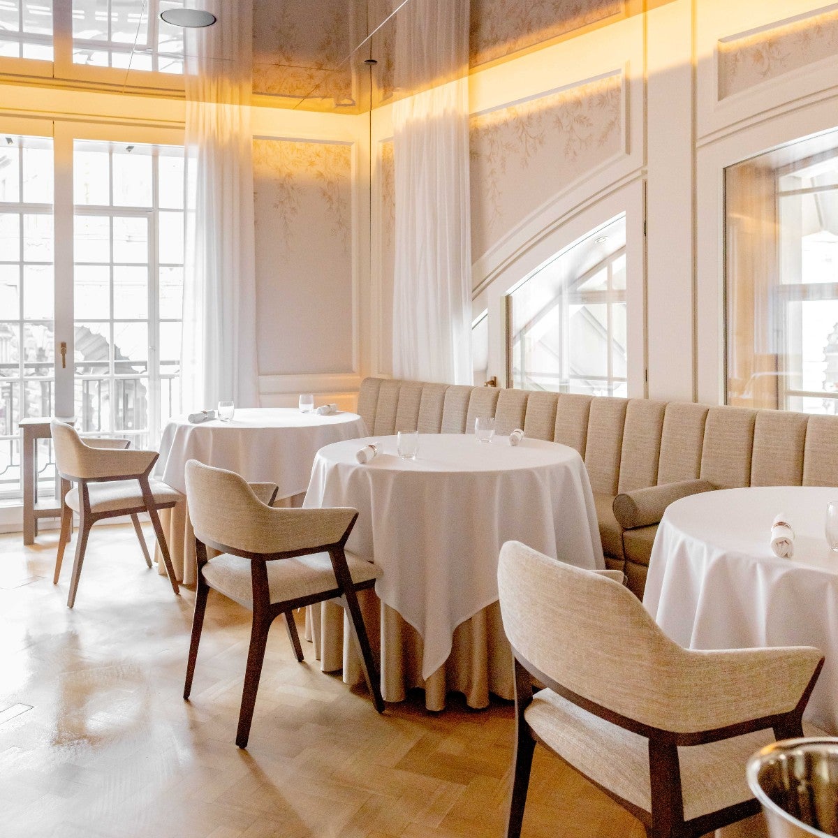 Dining room at Alex Dilling at Hotel Cafe Royal in London.