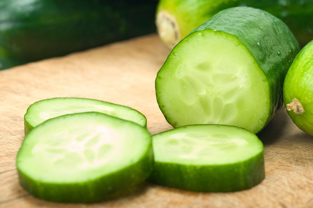 Sliced cucumber.