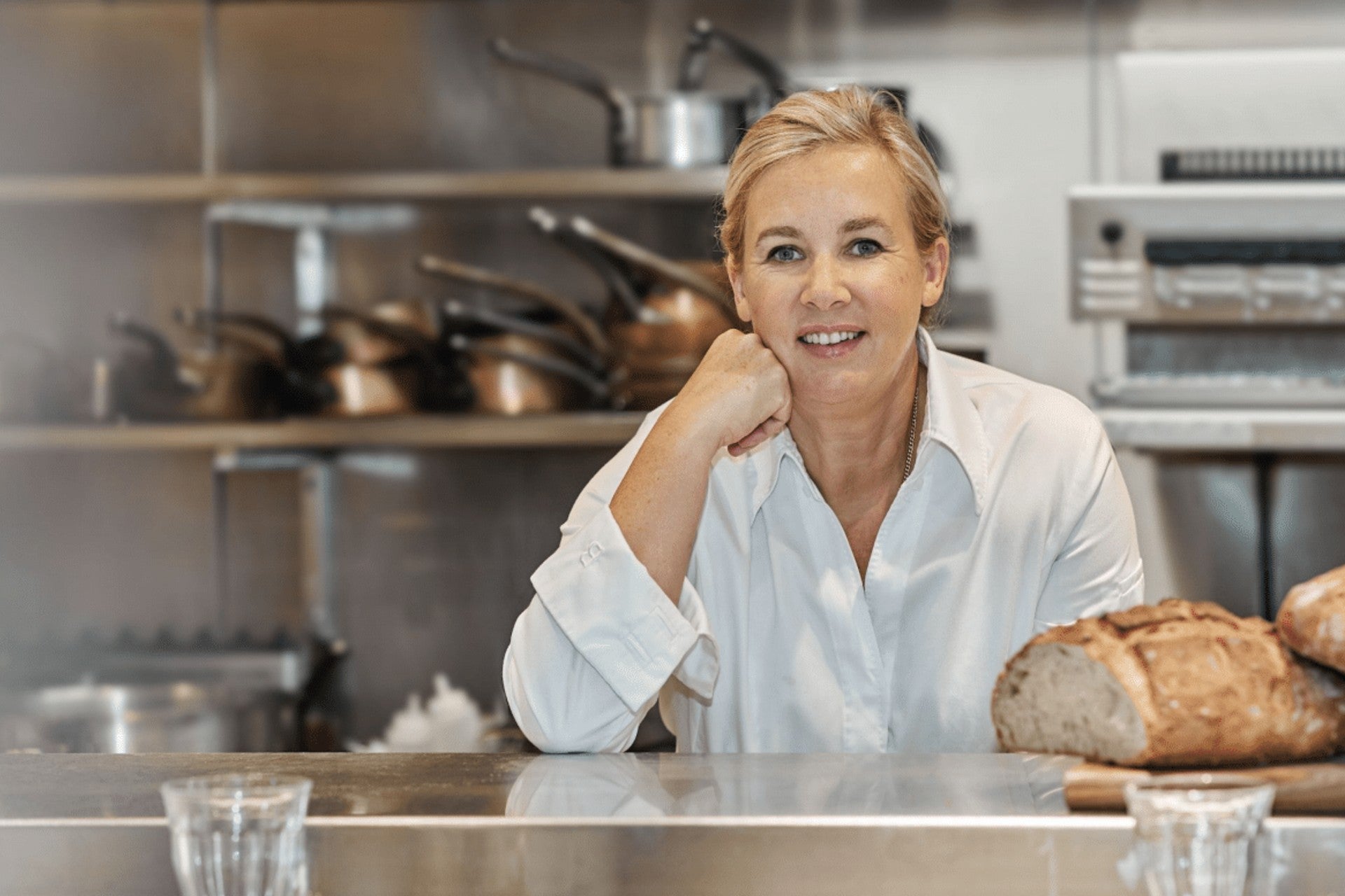 Chef Hélène Darroze in the kitchen.