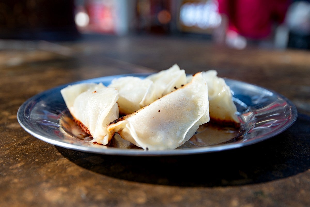 Pot stickers at Fang Chun Jian Jiao in Hangzhou.