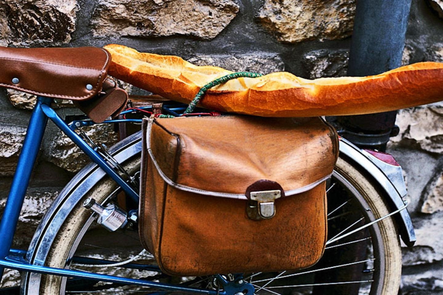 Typical French baguette attached to a bike