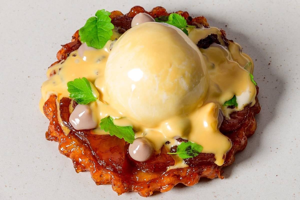 Plantain and apple tarte tatin served at Isibani restaurant.