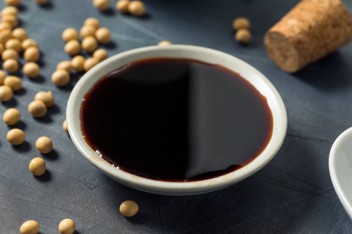 Bowl of Tamari, typical Japanese soy sauce