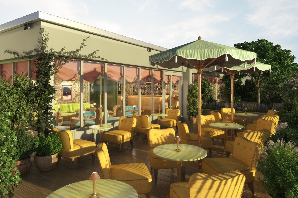 The rooftop bar at La Fantaisie hotel in Paris.