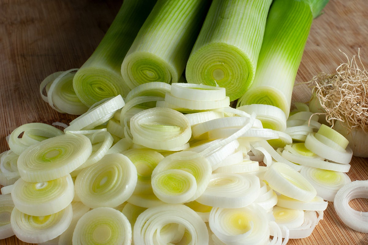 Chopped leeks.