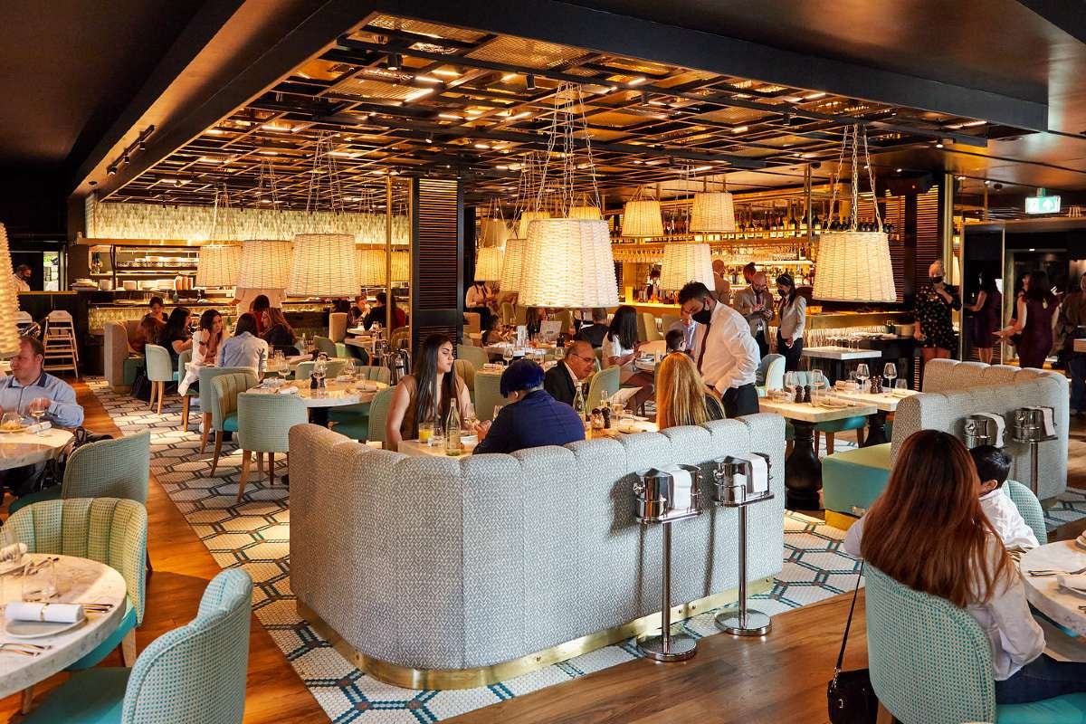 Dining room at Luciano by Gino D'Acampo in London.