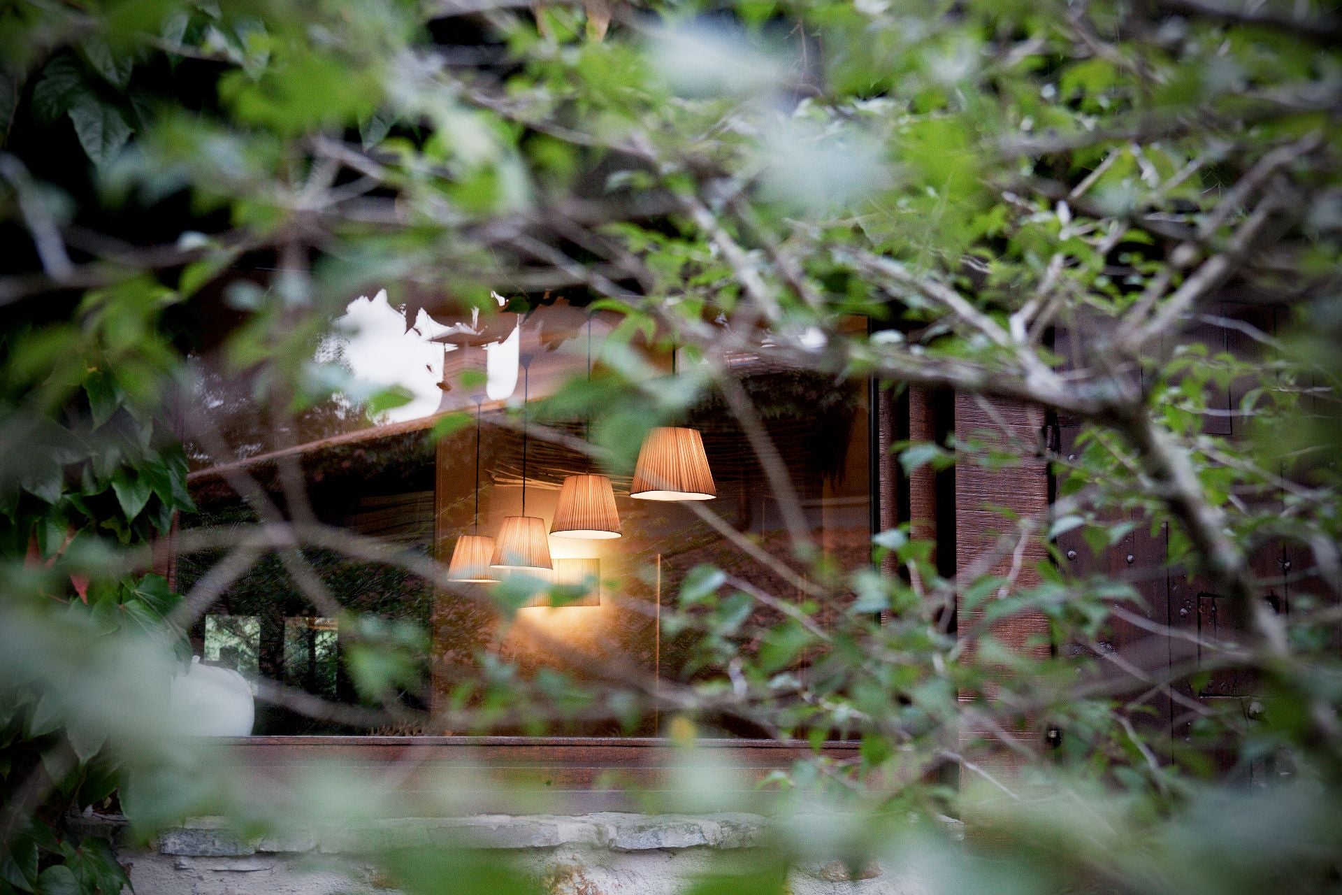 A view of Mugaritz restaurant through foliage