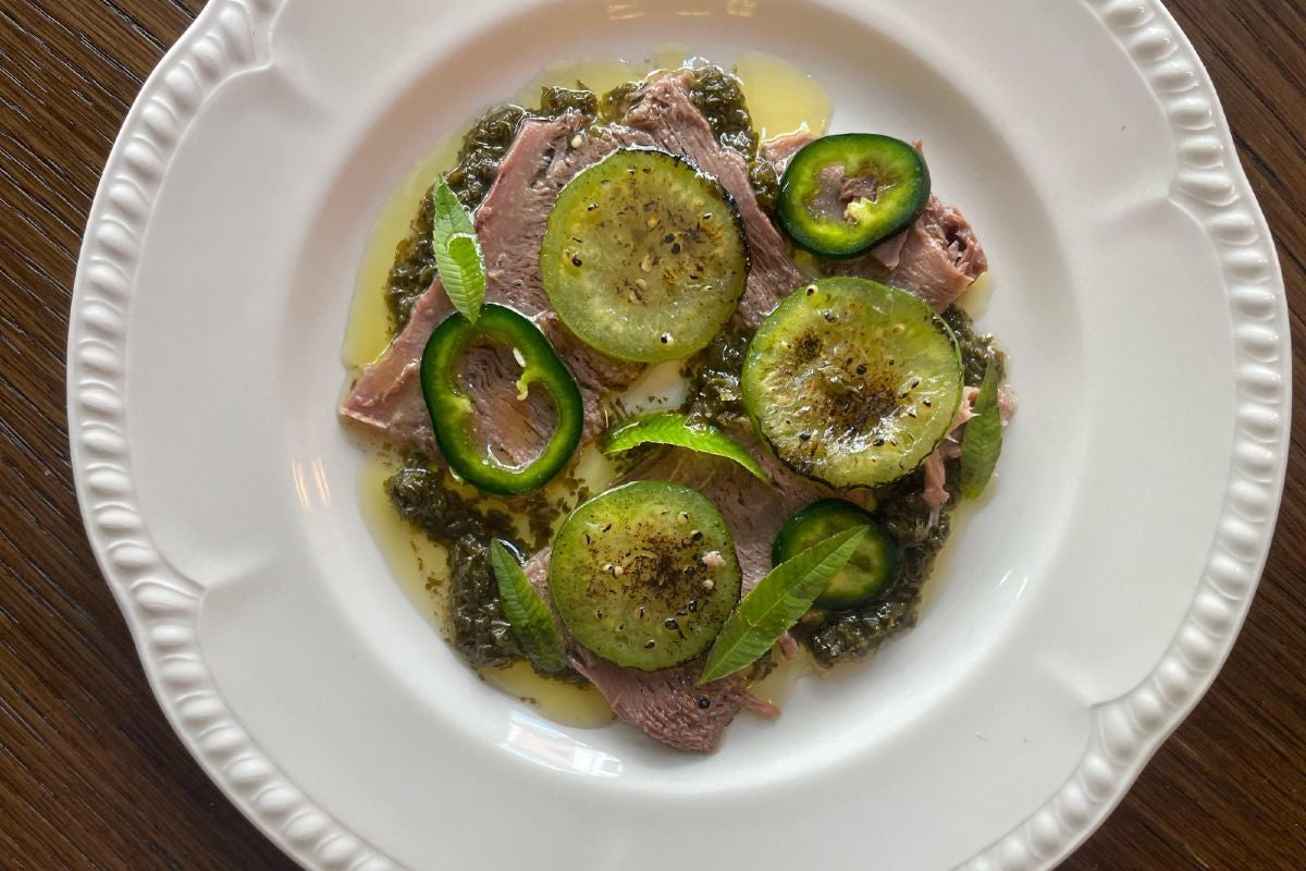 Braised ox tongue at Nessa in London.