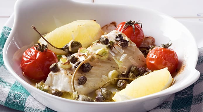 Oven-baked cod in lemon sauce Oven-baked cod in lemon sauce