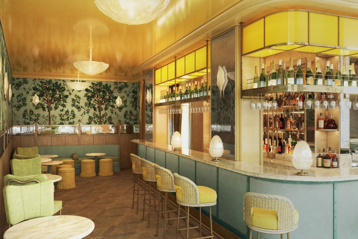 The bar at the Poppy Cafe in Paris.