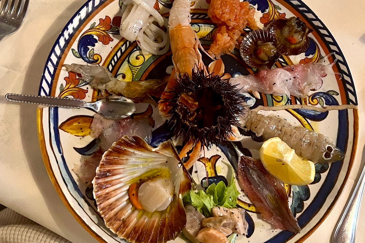 Raw fish at Trattoria Le Barettine in Trieste.