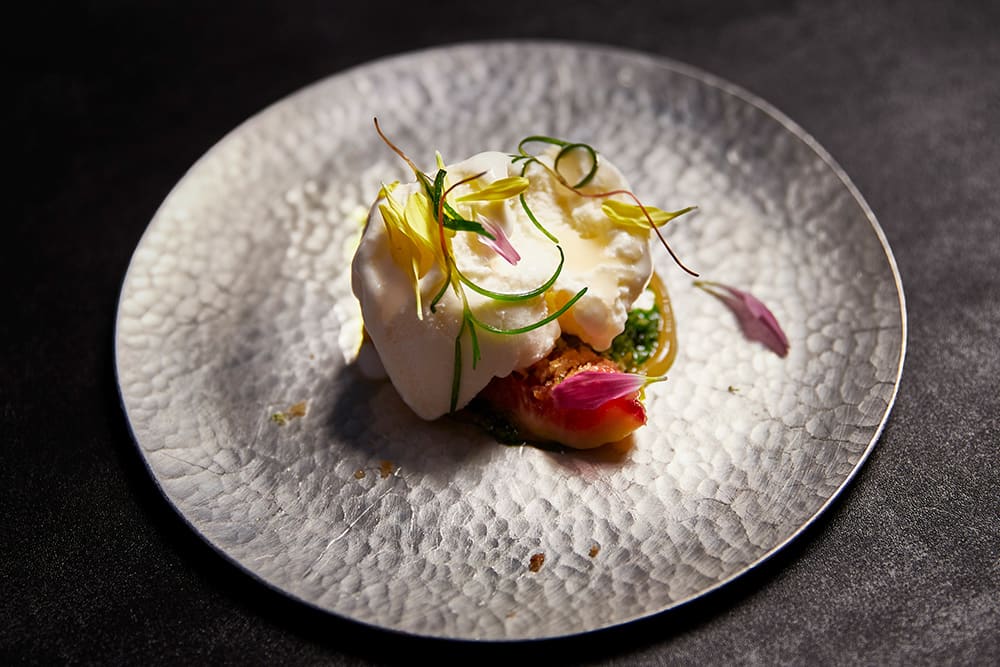 Lin's Raw kamenoko salad with Taiwanese shrimp oil