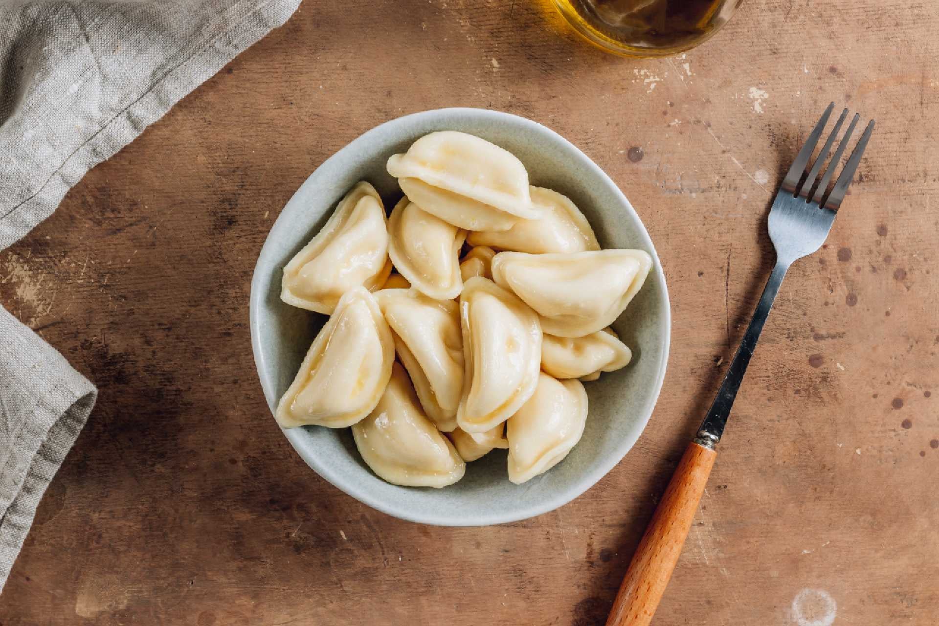 Russian varenyky, or crab dumplings