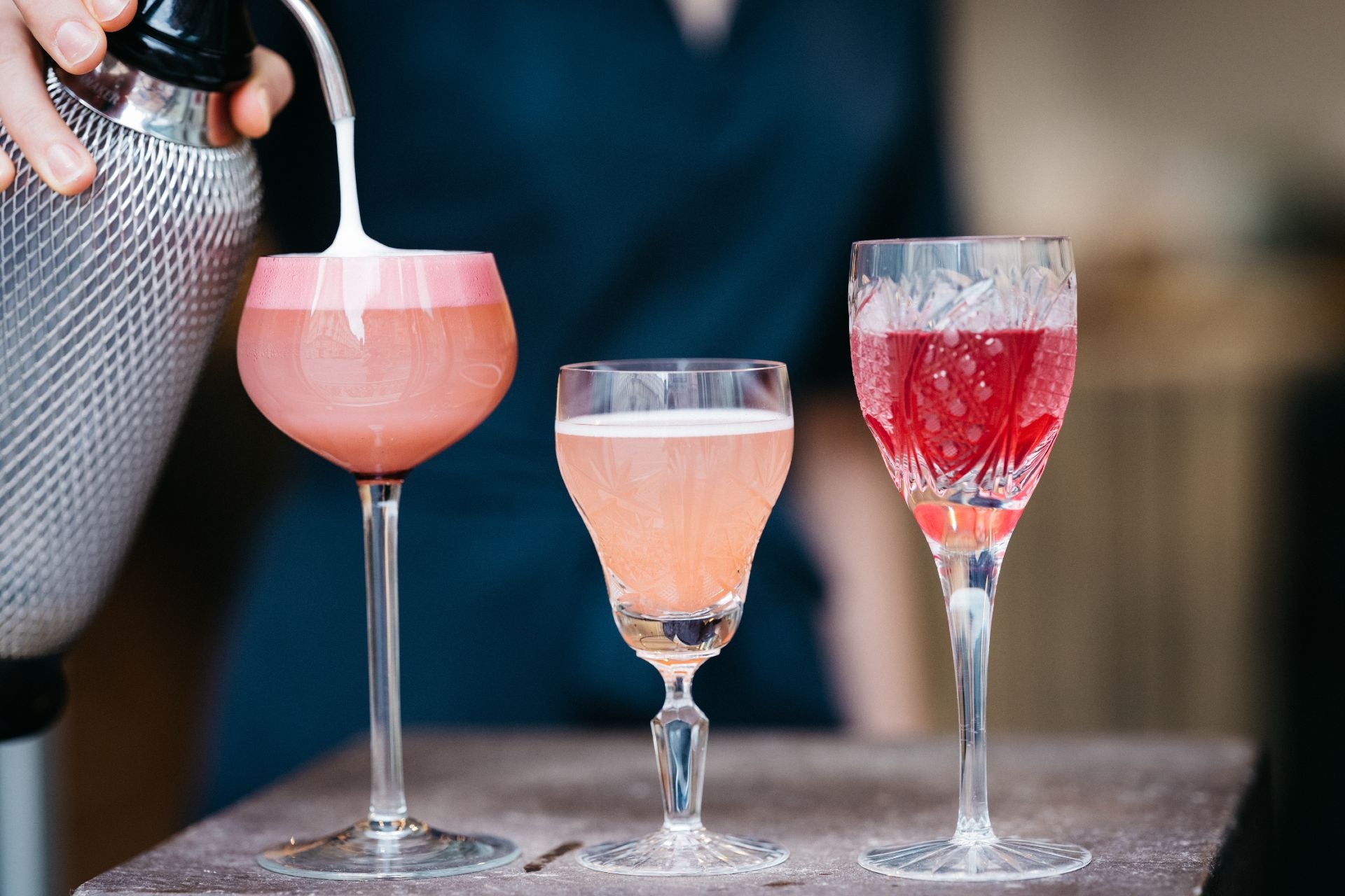 Colourful drinks.