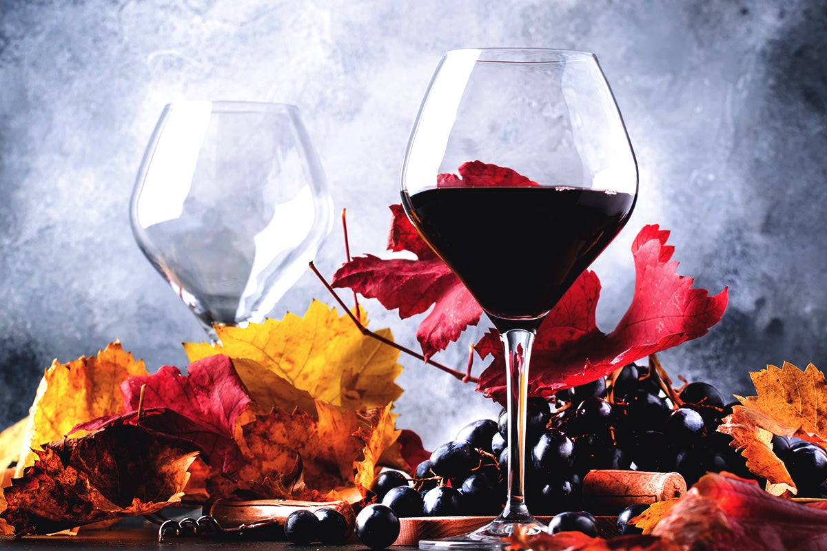 Red wine glasses