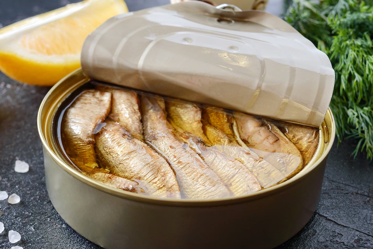 anchovies in an open can