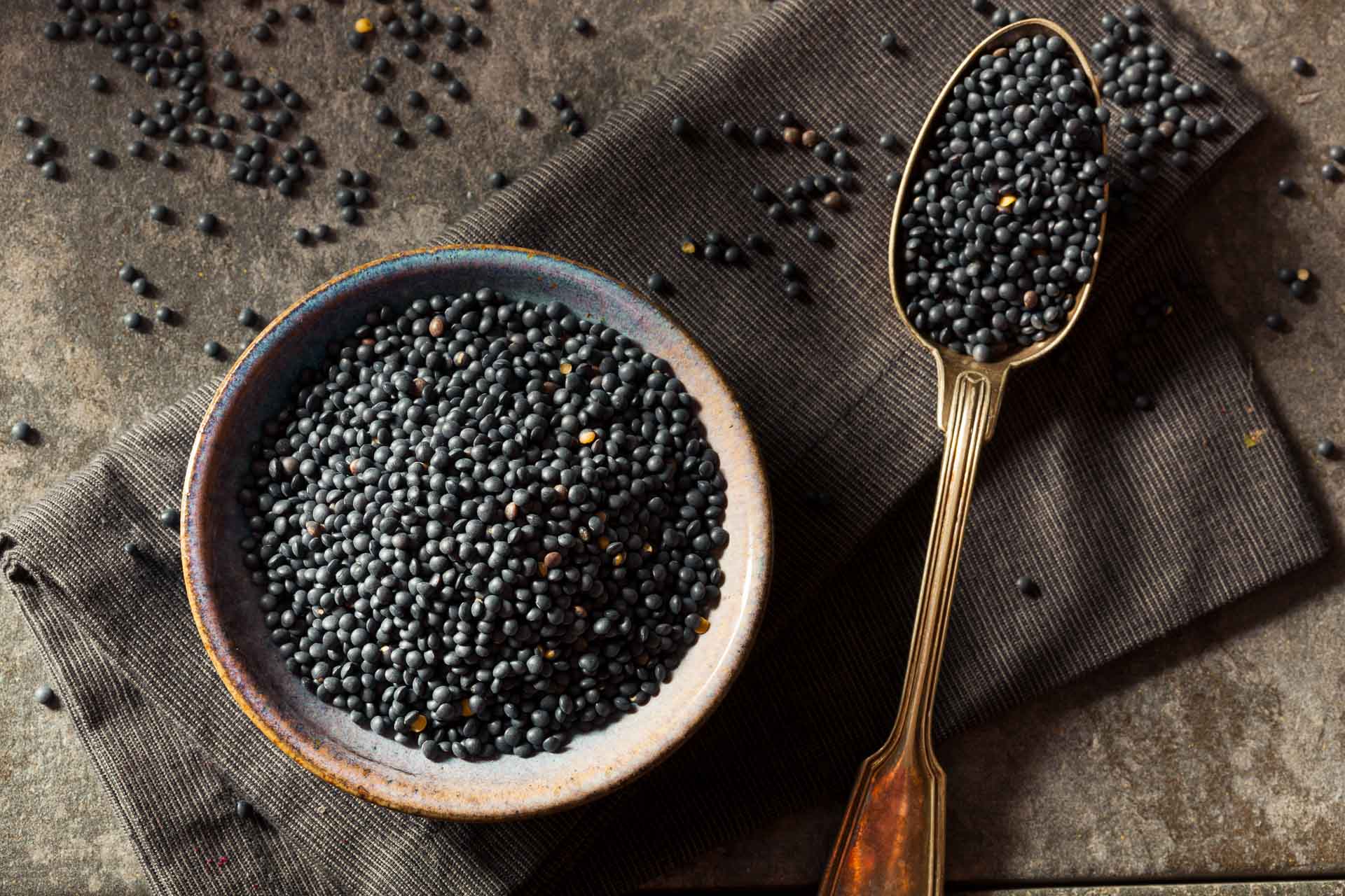 Black beluga lentils