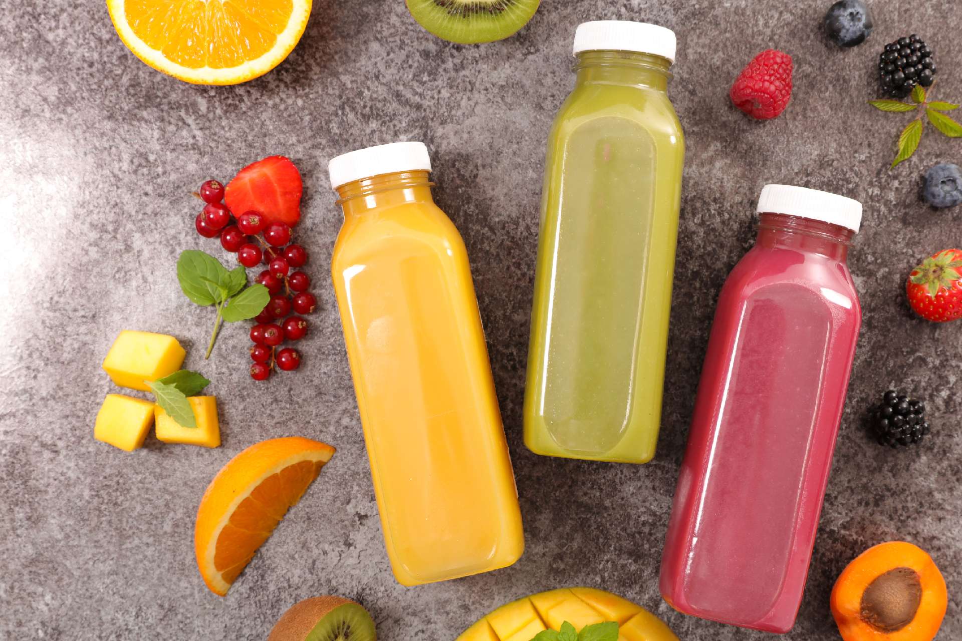 fruit juice bottles ©iStock