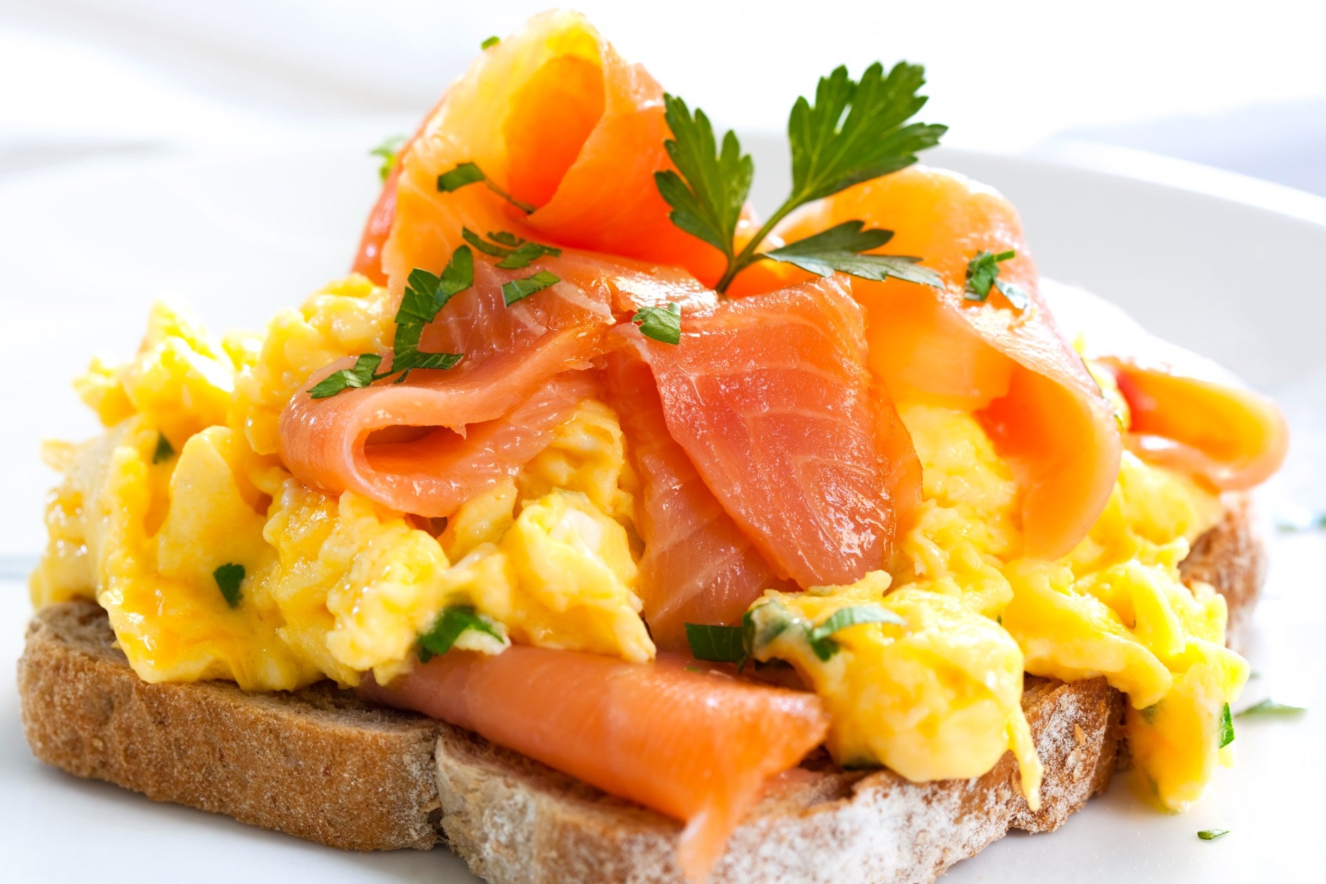 Scrambled eggs and smoked salmon.