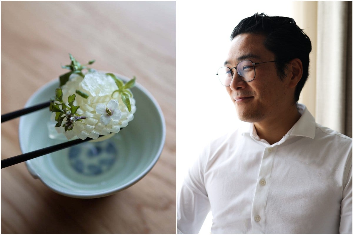 A dish at Koan and chef Kristian Baumann.