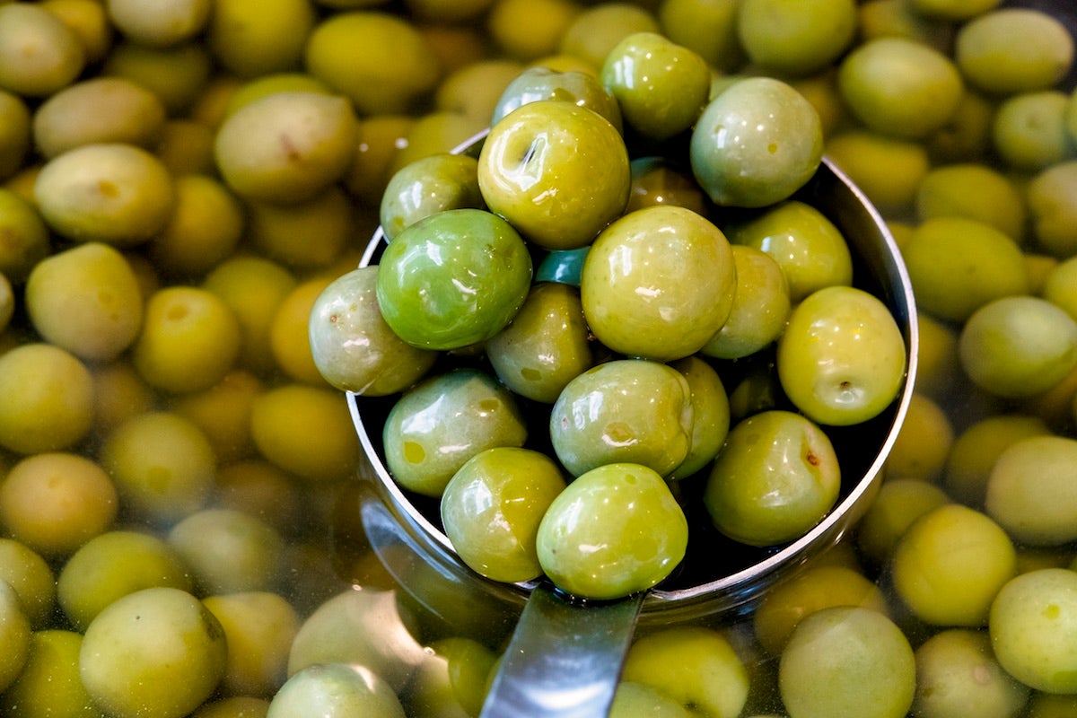 Big green olives from Castelvetrano in Sicily