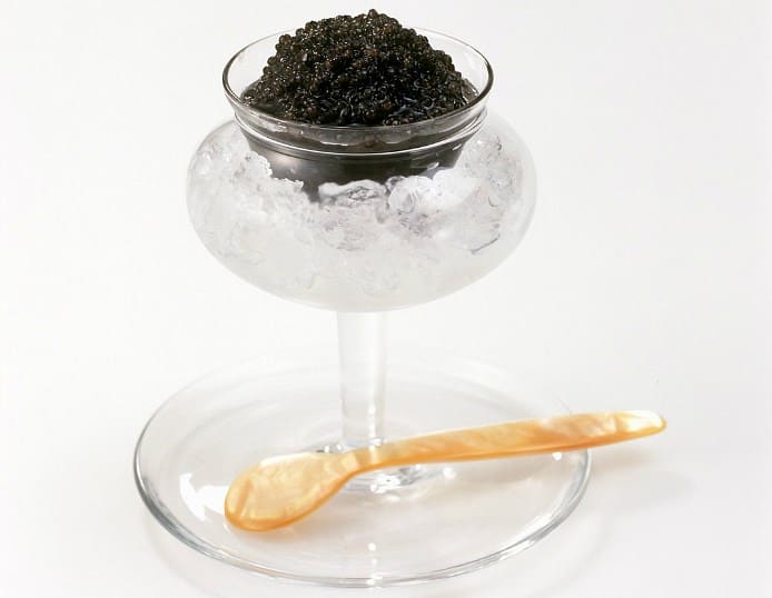 caviar in crystal glass
