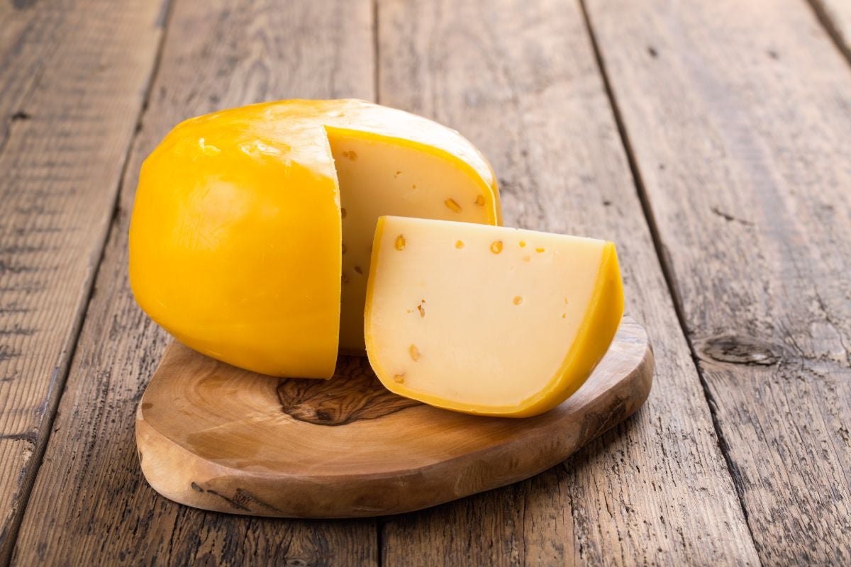 An entire Gouda cheese from Netherlands