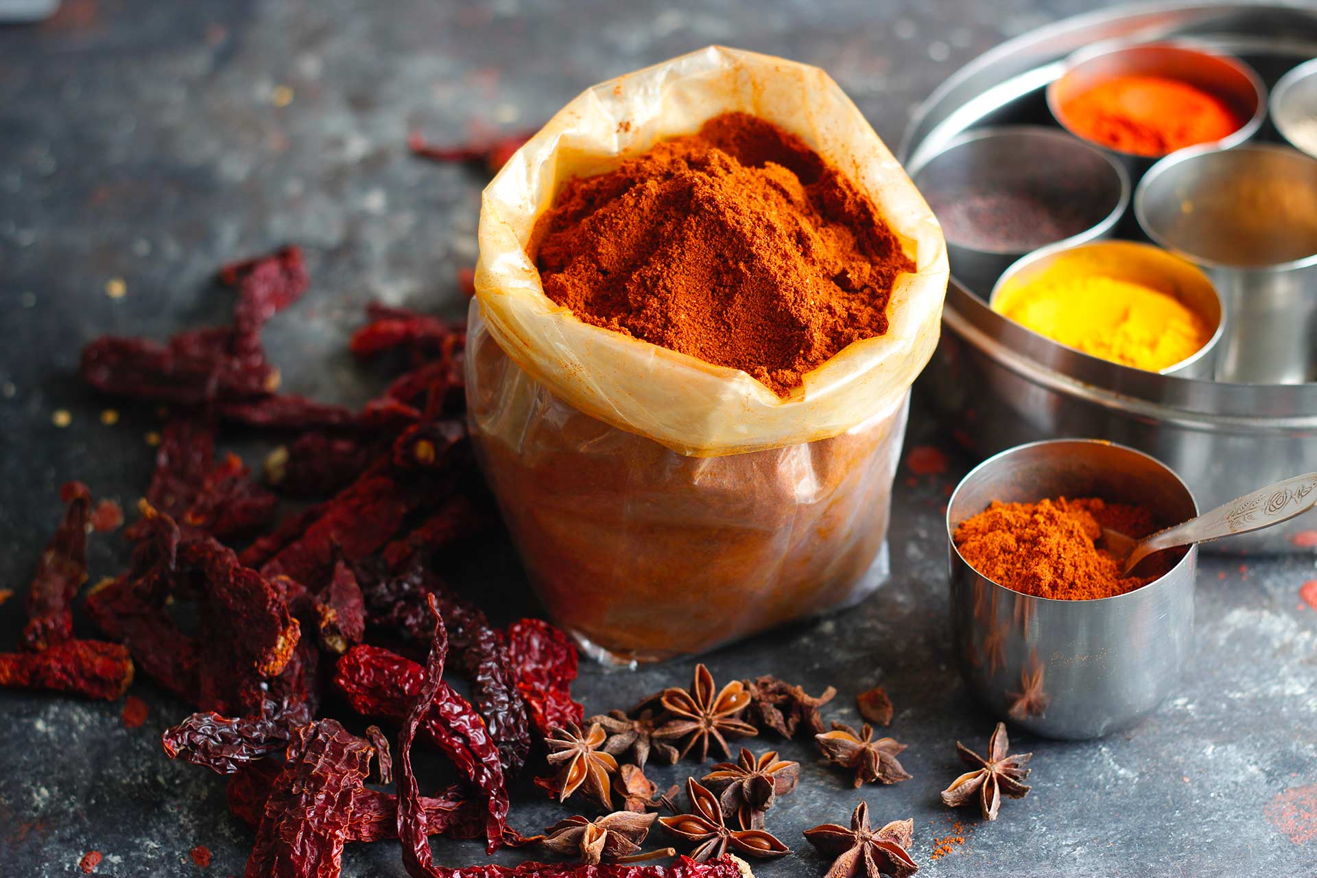 Bag of powdered spice.