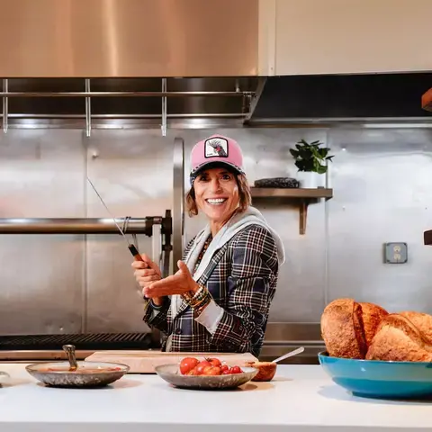 Chef Dominique Crenn in the kitchen.