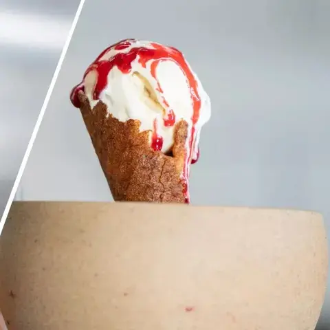 Vegetables trimmings and Tutti Frutti Ice Cream by Sat Bains