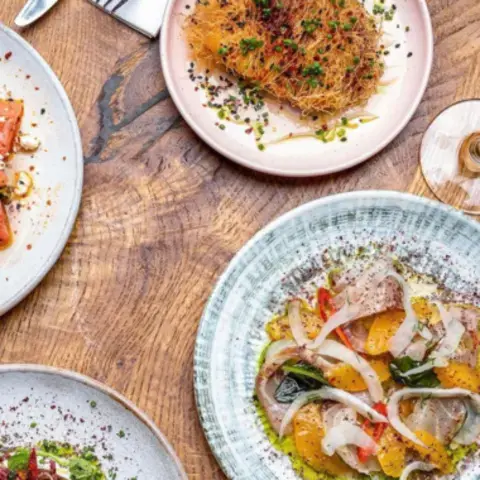 Dishes at Burnt Orange vegetarian restaurant in Brighton.