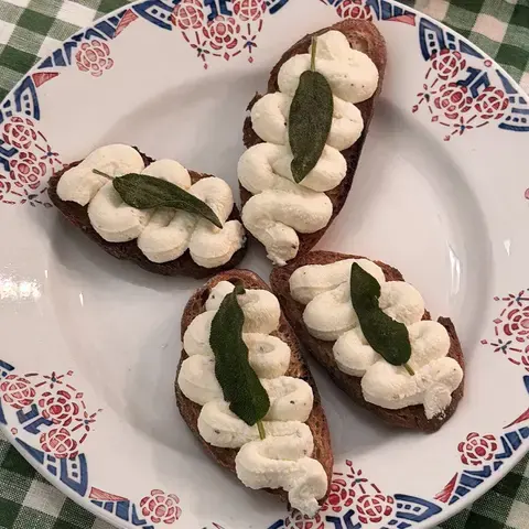 Crostini with sage and ricotta by Xanthe Ross.