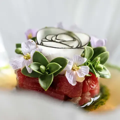 Rose-shaped dish at Caractère in London.