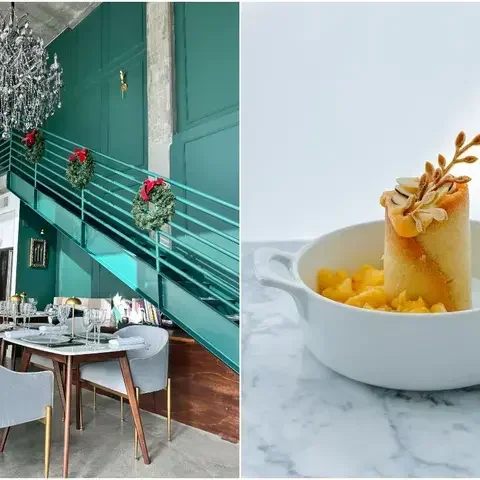 Dining room and 'A Cannolo That Thinks It's a Strudel' at Da Barbara.