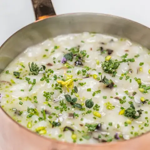 Christmas leftover risotto in a pot
