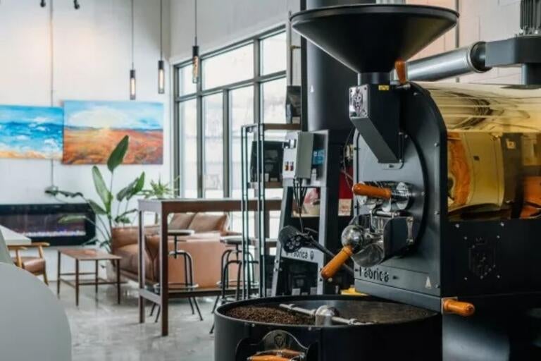 Roasting machine at Bono Coffee Roasters in Calgary.
