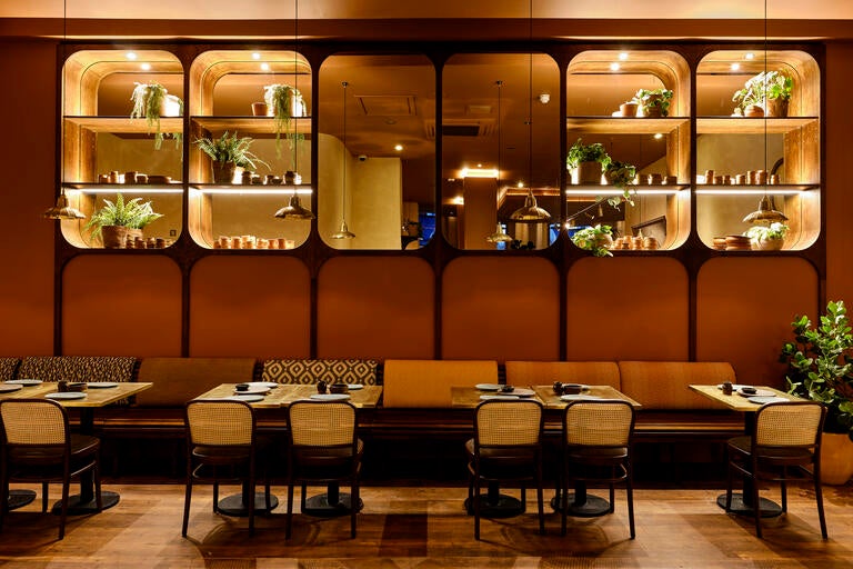 Dining Room at Darjeeling Express in London.