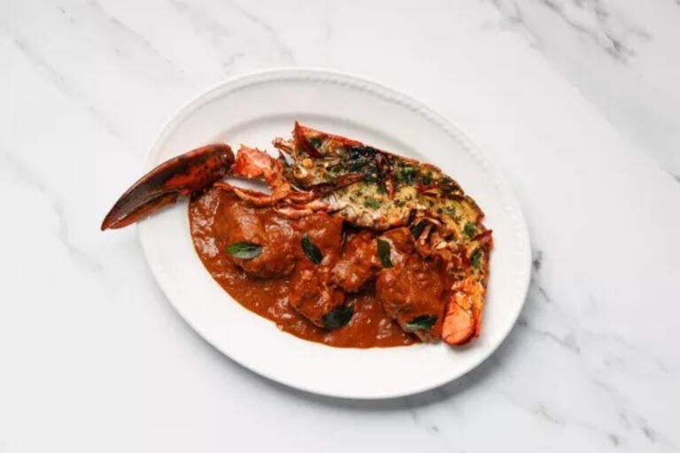 Lobster at Gunpowder Indian restaurant in London.