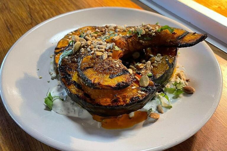 Dish at Root vegan restaurant in Bristol.