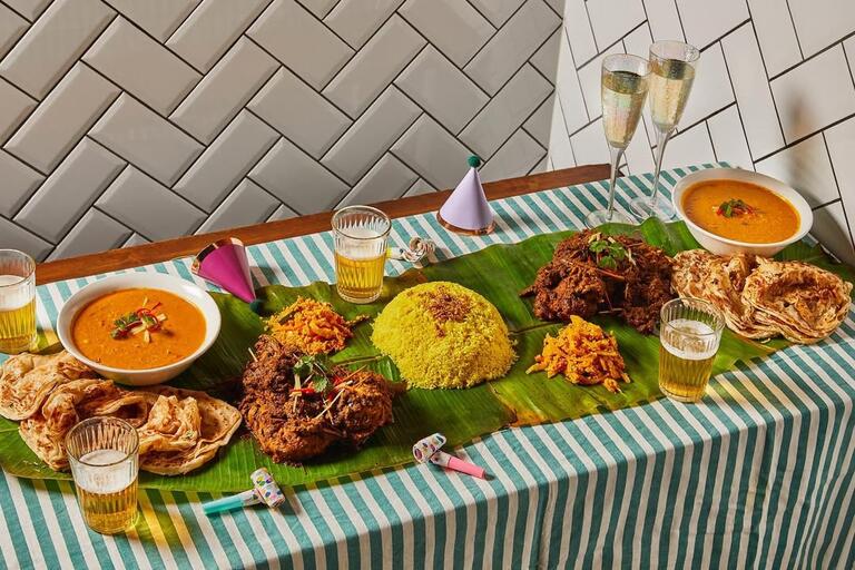 Dishes at Roti King in London.