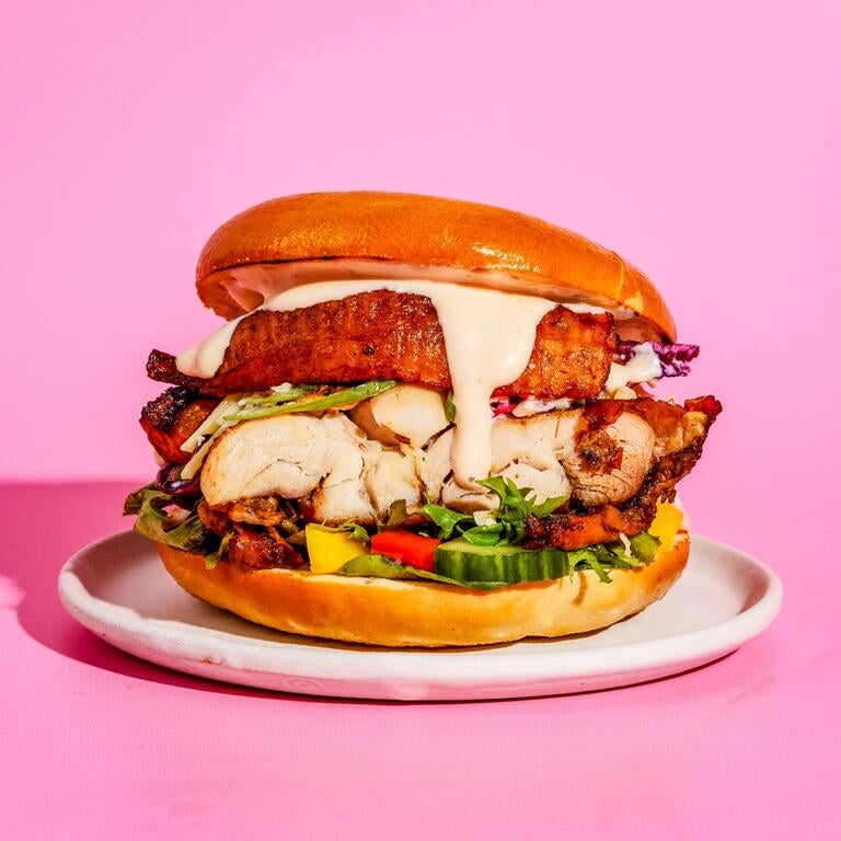 Jerk chicken bagel at Sweet Dee's Jerk in London.