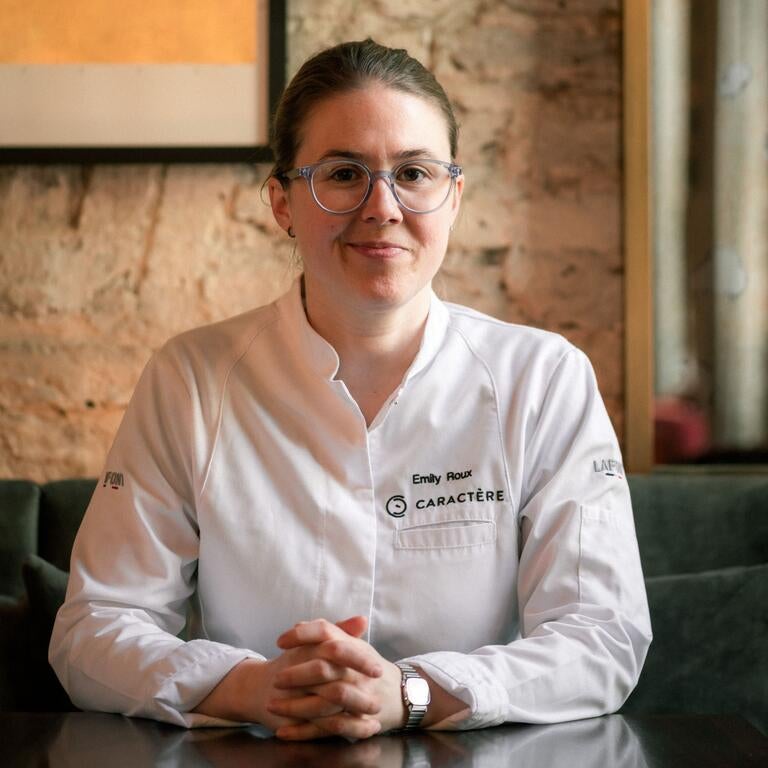 Chef Emily Roux in chef's whites.