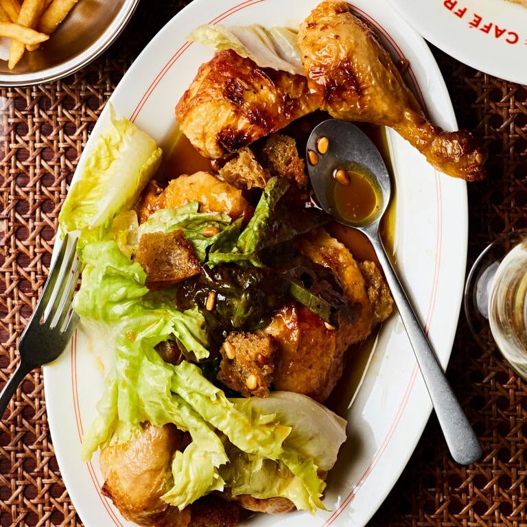 Rotisserie chicken at Café François in London.