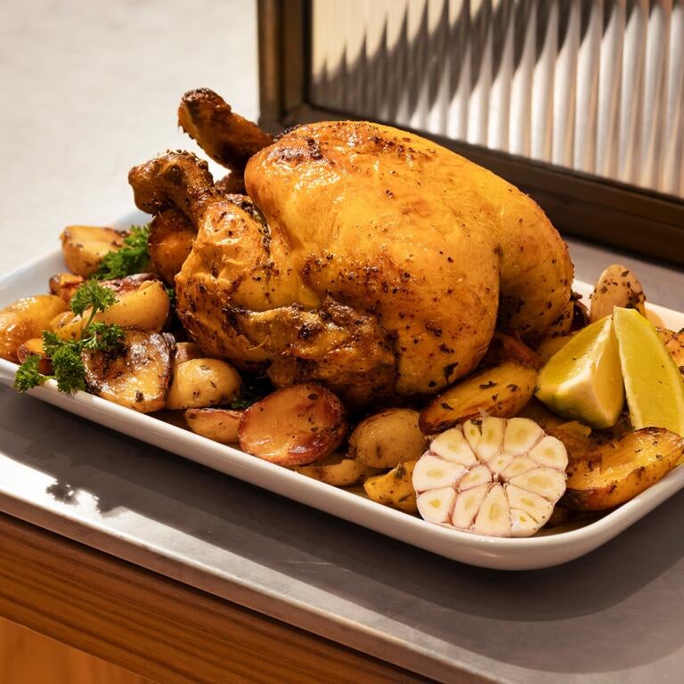 Rotisserie chicken at Panzer's Deli in London.