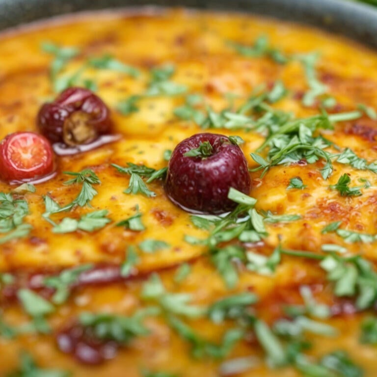 Close-up of tadka dal in a pan.
