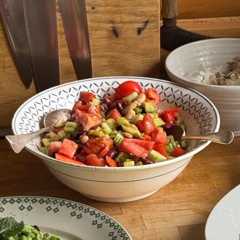 Bean and summer vegetable salad by Xanthe Ross.
