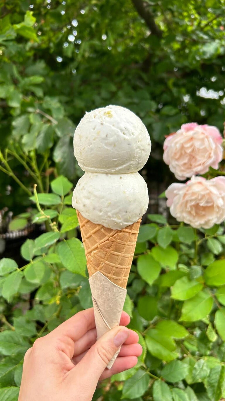 Two-scoop cone from Jack's Gelato in Cambridge.